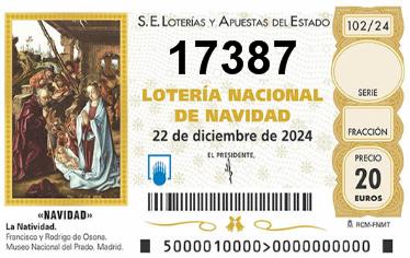 Comprar número 17387 para Lotería de Navidad 2024