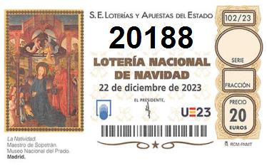 Comprar número 20188 para Lotería de Navidad 2024