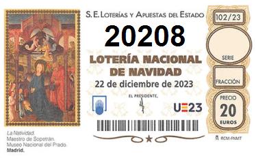 Comprar número 20208 para Lotería de Navidad 2024