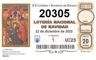 Comprar número 20305 para Lotería de Navidad 2024