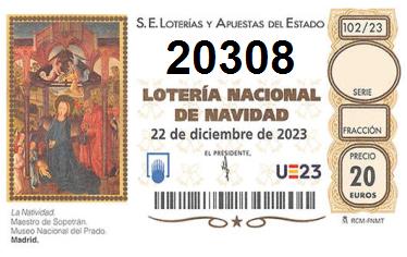 Comprar número 20308 para Lotería de Navidad 2024