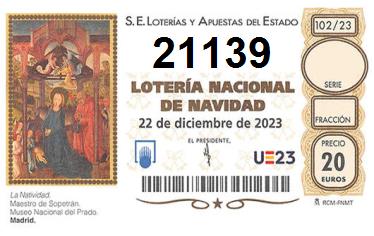 Comprar número 21139 para Lotería de Navidad 2022