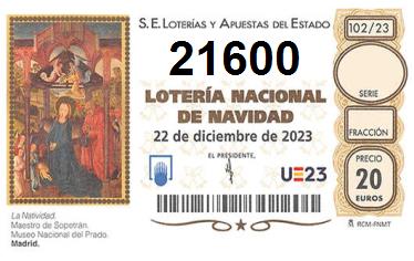 Comprar número 21600 para Lotería de Navidad 2022