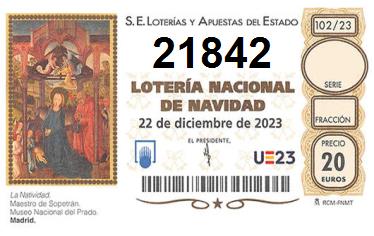 Comprar número 21842 para Lotería de Navidad 2022