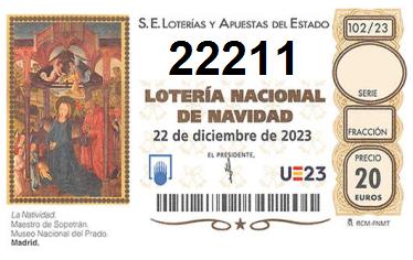 Comprar número 22211 para Lotería de Navidad 2022