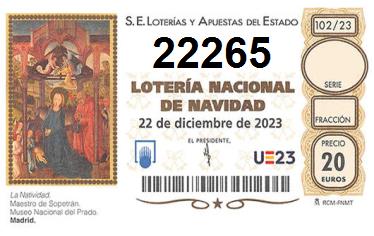 Comprar número 22265 para Lotería de Navidad 2022