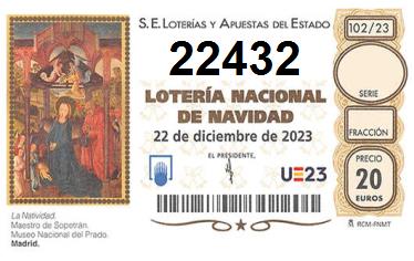 Comprar número 22432 para Lotería de Navidad 2024