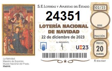 Comprar número 24351 para Lotería de Navidad 2022