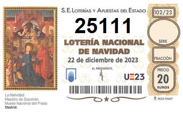 Comprar número 25111 para Lotería de Navidad 2022