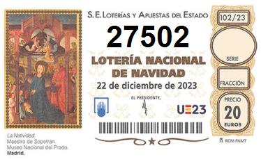 Comprar número 27502 para Lotería de Navidad 2024