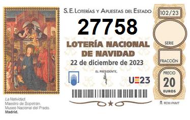 Comprar número 27758 para Lotería de Navidad 2022