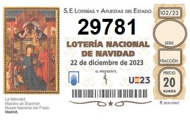 Comprar número 29781 para Lotería de Navidad 2022