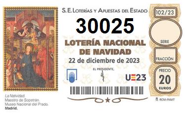 Comprar número 30025 para Lotería de Navidad 2022