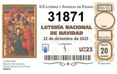 Comprar número 31871 para Lotería de Navidad 2022