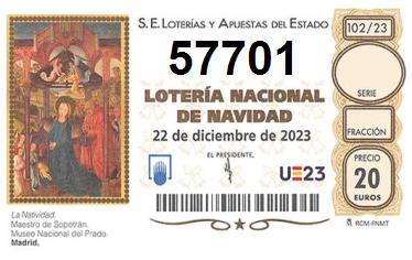 Comprar número 57701 para Lotería de Navidad 2024