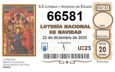 Comprar número 66581 para Lotería de Navidad 2022