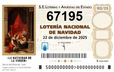 Comprar número 67195 para Lotería de Navidad 2025
