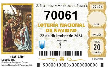 Comprar número 70061 para Lotería de Navidad 2024