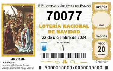 Comprar número 70077 para Lotería de Navidad 2024