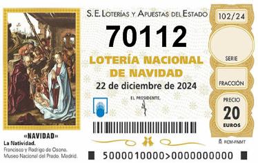 Comprar número 70112 para Lotería de Navidad 2024