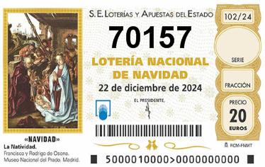 Comprar número 70157 para Lotería de Navidad 2024