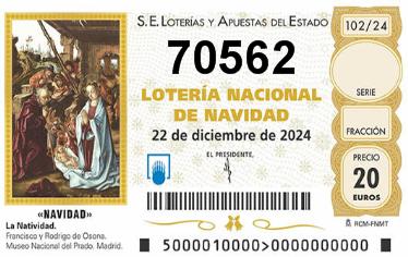 Comprar número 70562 para Lotería de Navidad 2024