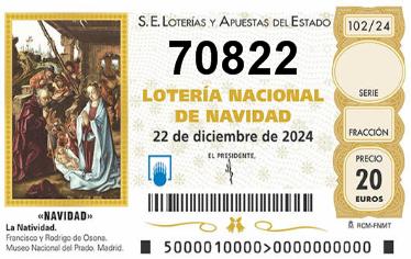 Comprar número 70822 para Lotería de Navidad 2025