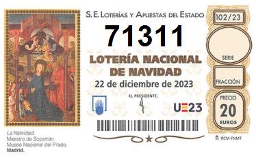 Comprar número 71311 para Lotería de Navidad 2024