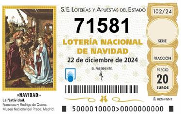 Comprar número 71581 para Lotería de Navidad 2025