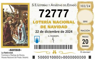 Comprar número 72777 para Lotería de Navidad 2024