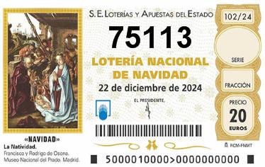 Comprar número 75113 para Lotería de Navidad 2024