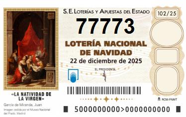 Comprar número 77773 para Lotería de Navidad 2025