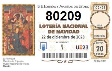 Comprar número 80209 para Lotería de Navidad 2024