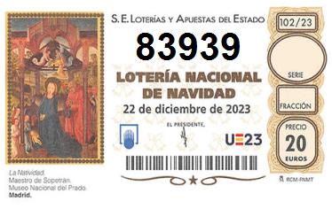 Comprar número 83939 para Lotería de Navidad 2022