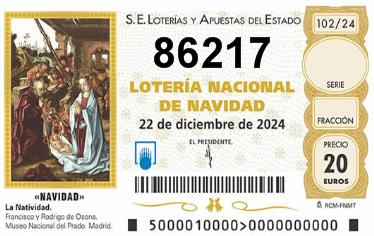 Comprar número 86217 para Lotería de Navidad 2025