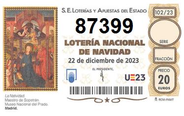 Comprar número 87399 para Lotería de Navidad 2022