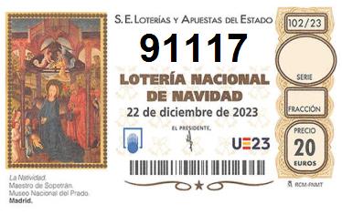 Comprar número 91117 para Lotería de Navidad 2024