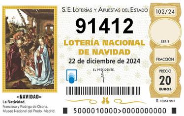 Comprar número 91412 para Lotería de Navidad 2025