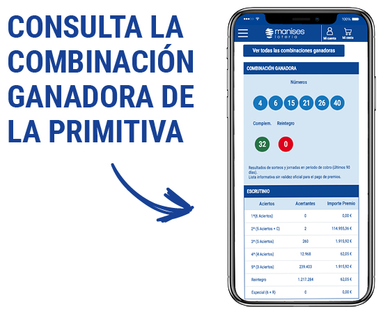 Consulta la combinación ganadora de La Primitiva en la página de Lotería Manises