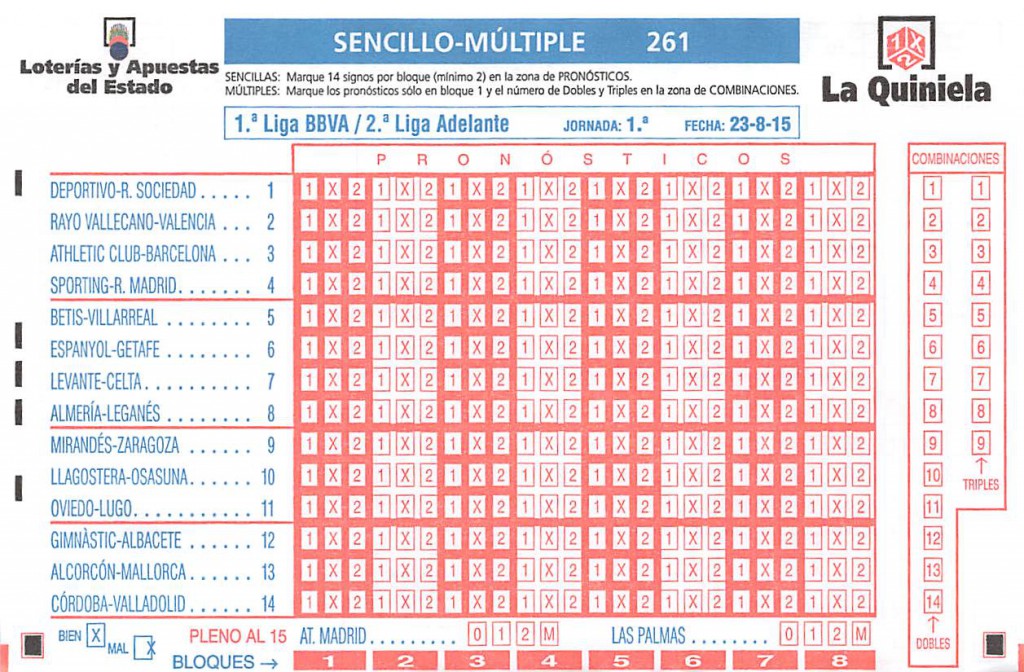 Boleto Quiniela 1x2temporada 2015/16