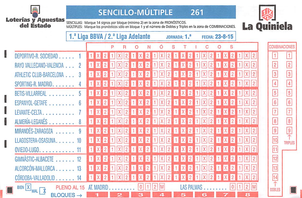 Boletos de la quiniela