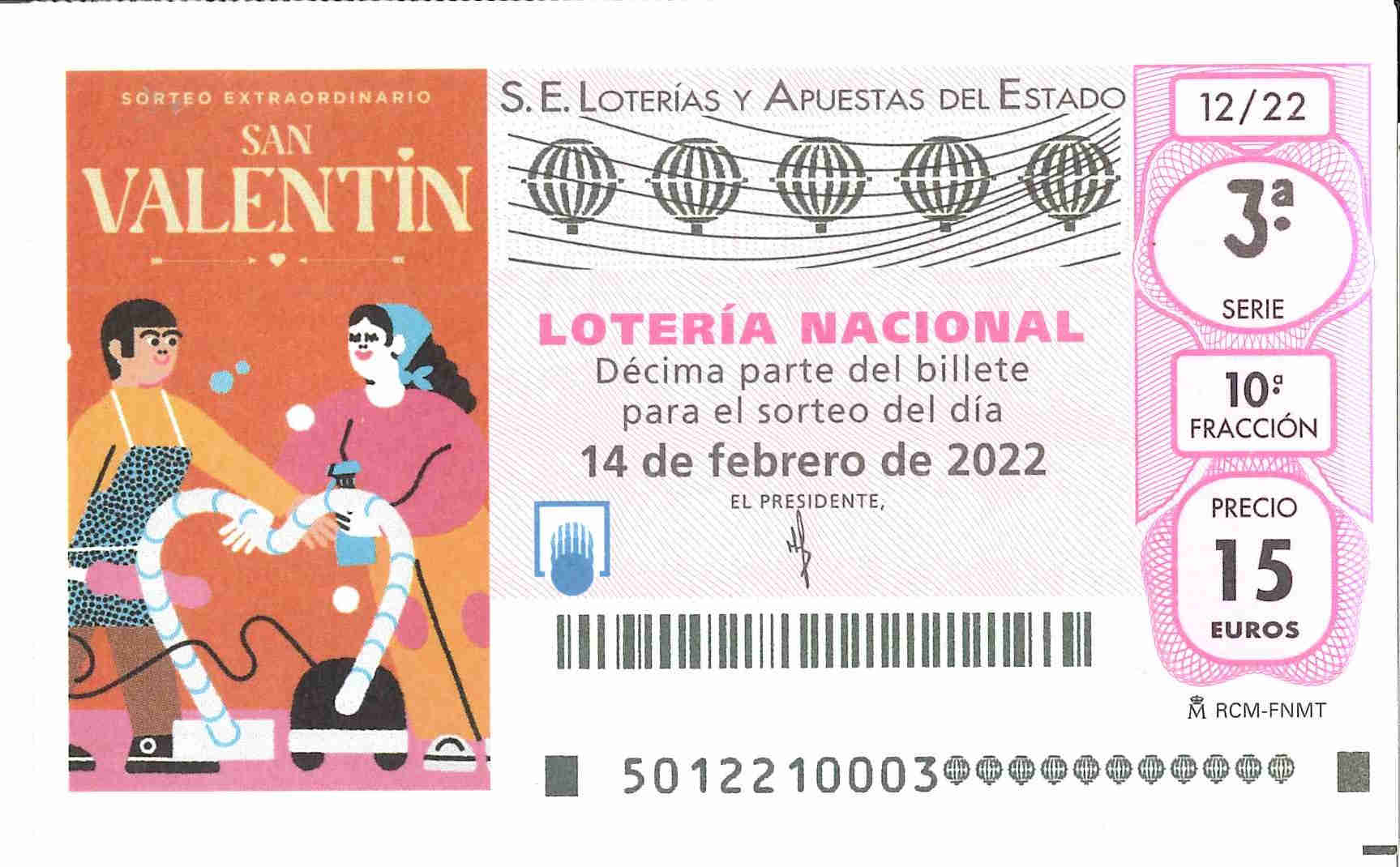 Lotería de San Valentín día 14 de Febrero. Sorteo de los Enamorados