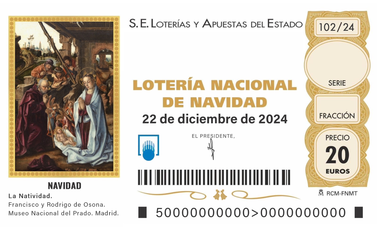 Imagen de los décimos de la Lotería de Navidad 2024
