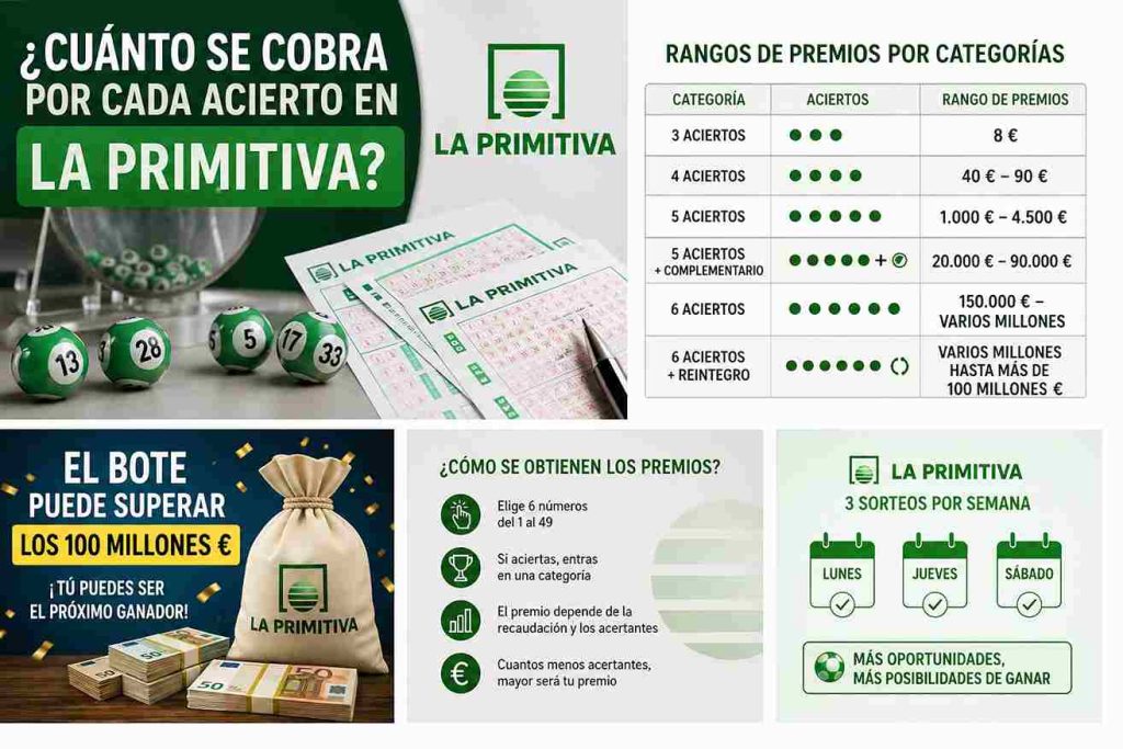 ¿Cuánto se cobra por acierto en la Primitiva? - Lotería Manises